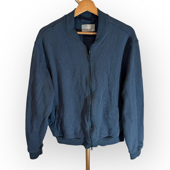 EVERLANE The Organic Cotton Bomber Jacket Full Zip in Blue Unisex Mens MD - Picture 2 of 9